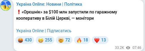 Telegram publication screenshot