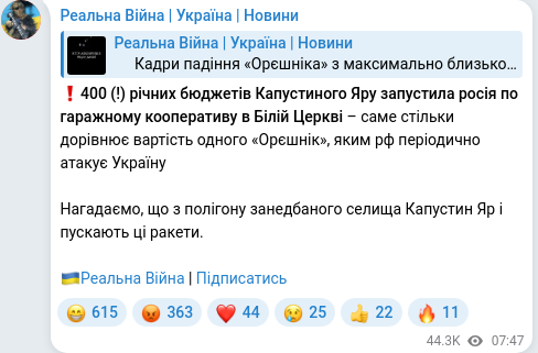Telegram publication screenshot