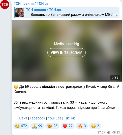 Telegram publication screenshot