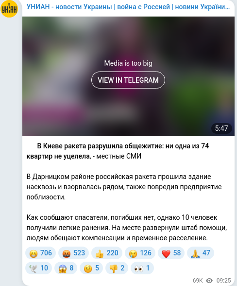 Telegram publication screenshot