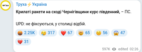 Скріншот Telegram-публікації