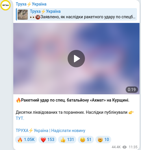 Telegram publication screenshot