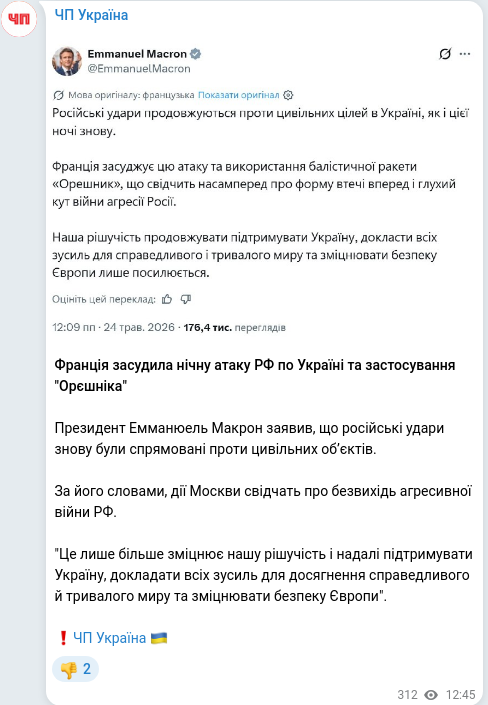 Telegram publication screenshot