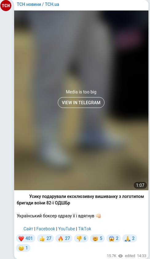 Telegram publication screenshot
