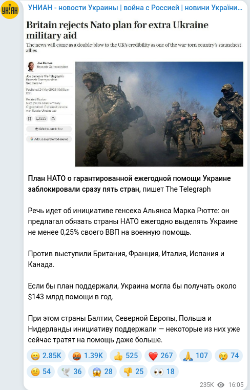 Telegram publication screenshot