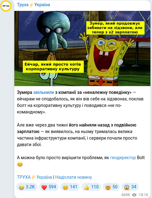 Telegram publication screenshot