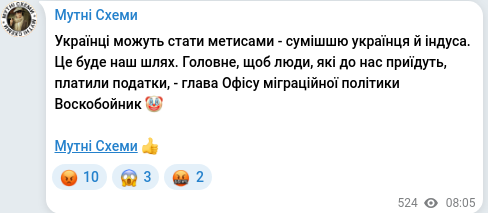 Telegram publication screenshot