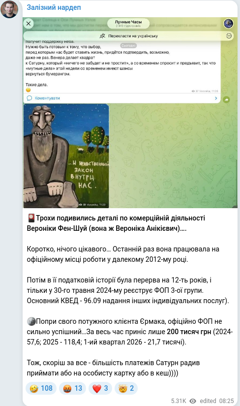 Telegram publication screenshot