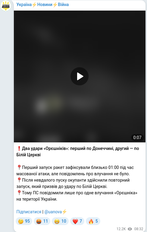 Telegram publication screenshot