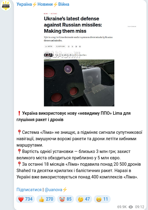 Telegram publication screenshot