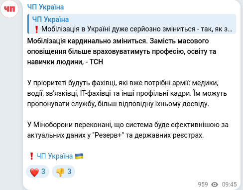 Telegram publication screenshot