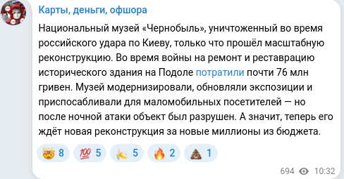 Telegram publication screenshot