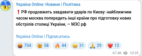 Telegram publication screenshot