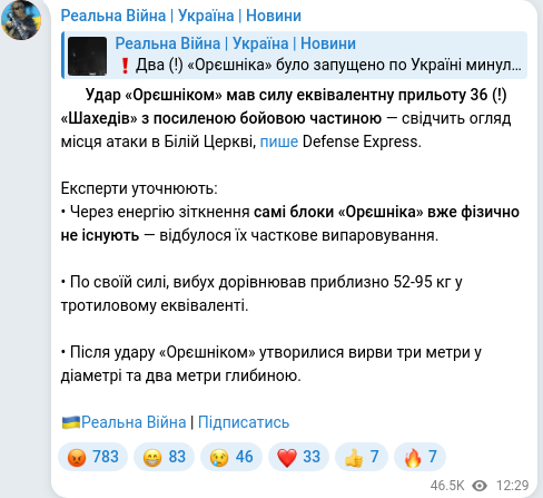 Telegram publication screenshot