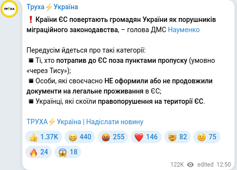 Telegram publication screenshot