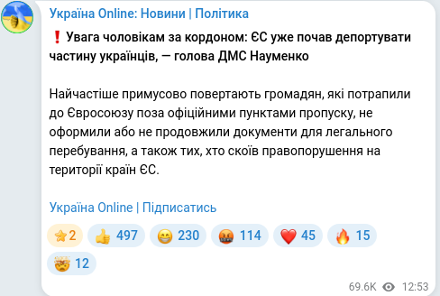 Telegram publication screenshot