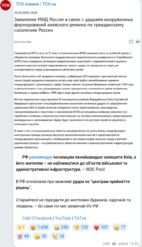 Telegram publication screenshot