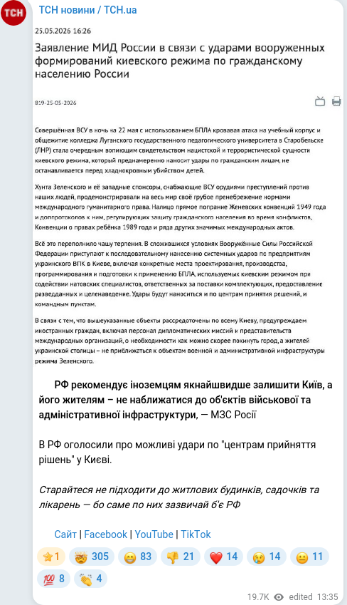 Telegram publication screenshot