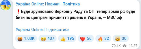 Telegram publication screenshot