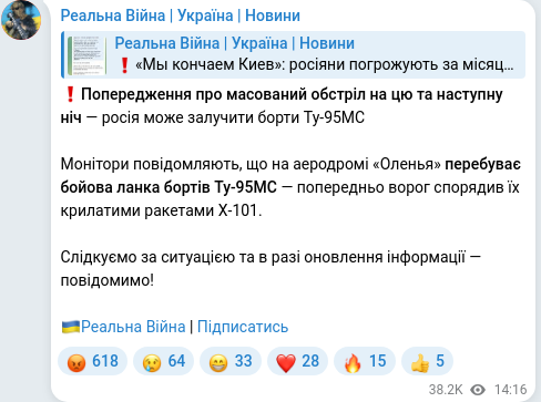 Telegram publication screenshot