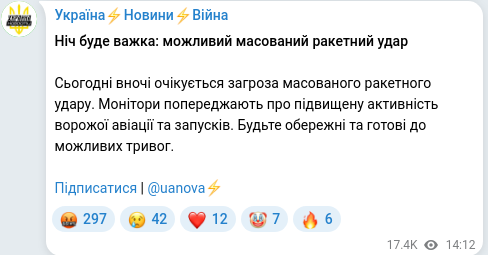 Telegram publication screenshot