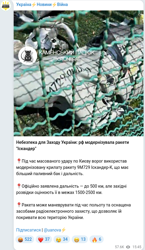 Telegram publication screenshot