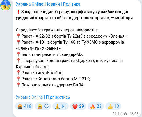 Telegram publication screenshot