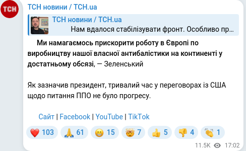 Telegram publication screenshot