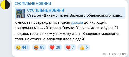 Скріншот Telegram-публікації