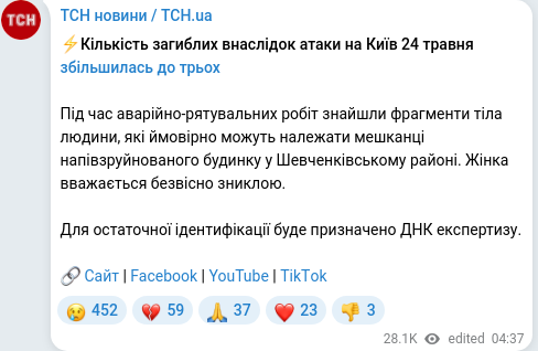 Telegram publication screenshot