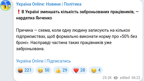 Telegram publication screenshot