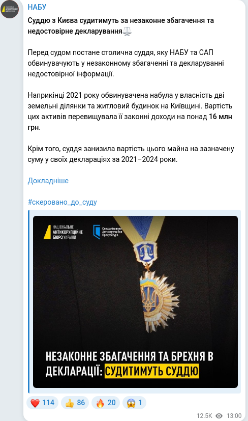 Telegram publication screenshot