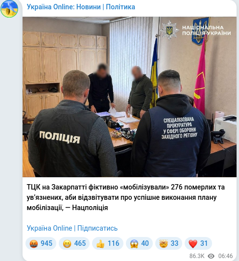 Telegram publication screenshot