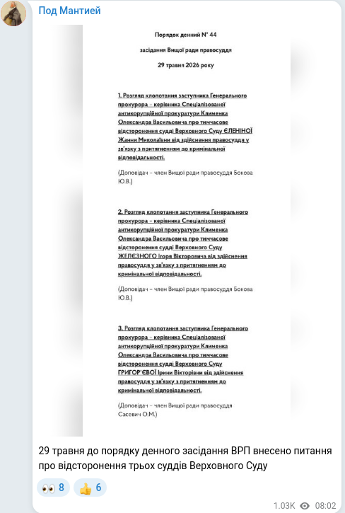 Telegram publication screenshot