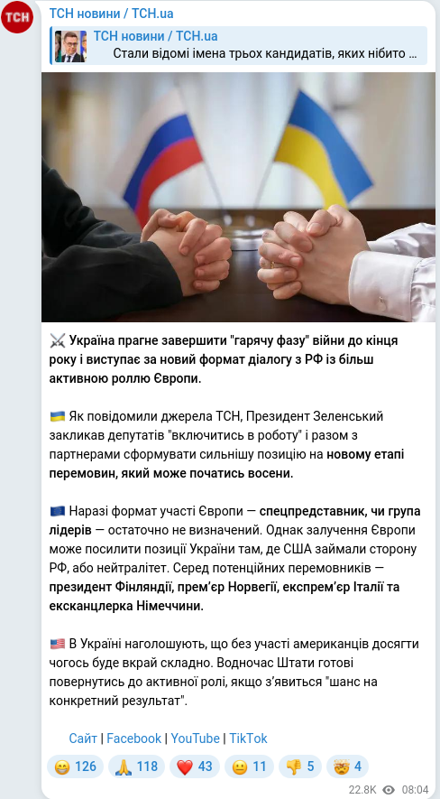 Telegram publication screenshot