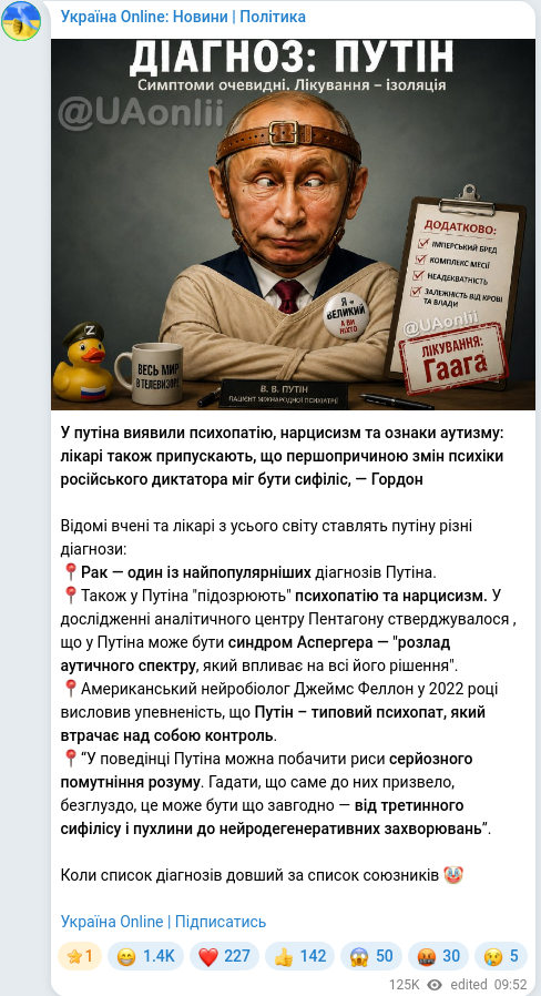 Скріншот Telegram-публікації