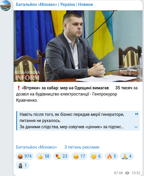 Telegram publication screenshot