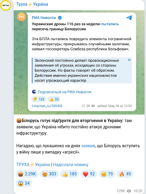 Telegram publication screenshot
