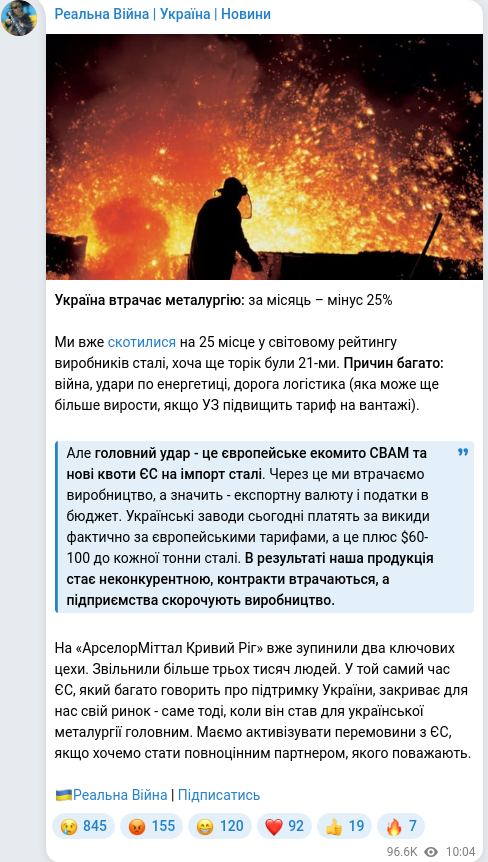 Telegram publication screenshot