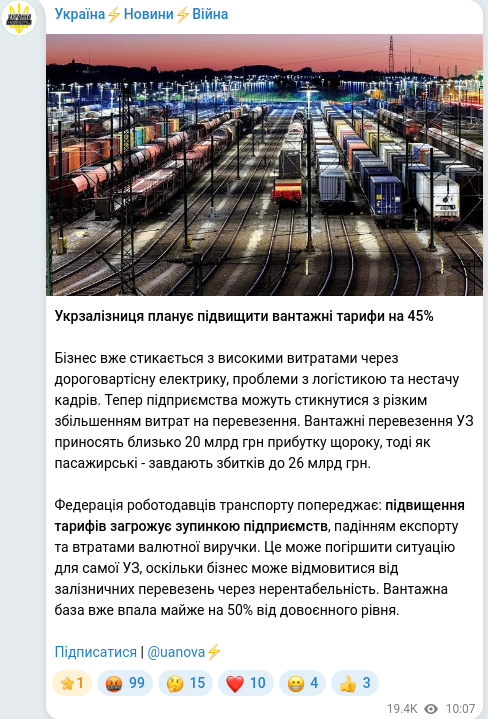 Telegram publication screenshot