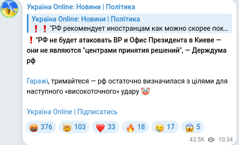 Telegram publication screenshot