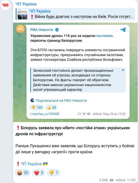Telegram publication screenshot