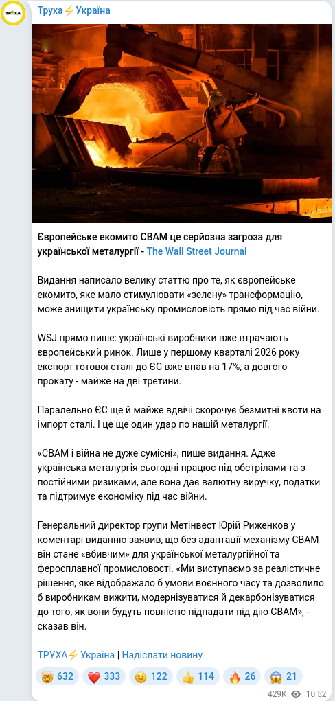 Telegram publication screenshot