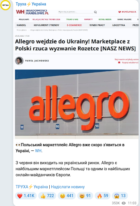 Telegram publication screenshot