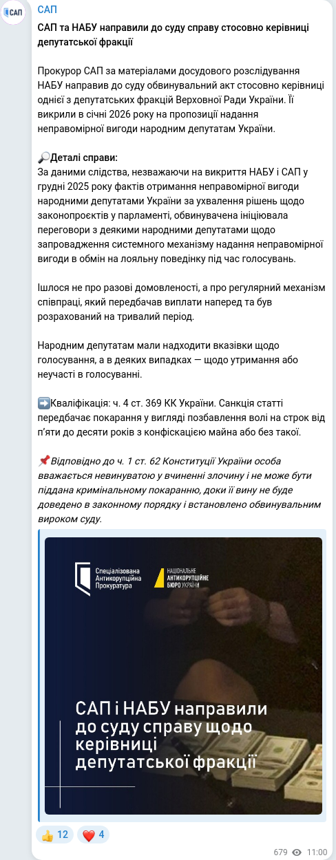 Telegram publication screenshot