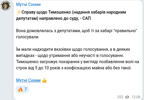 Telegram publication screenshot