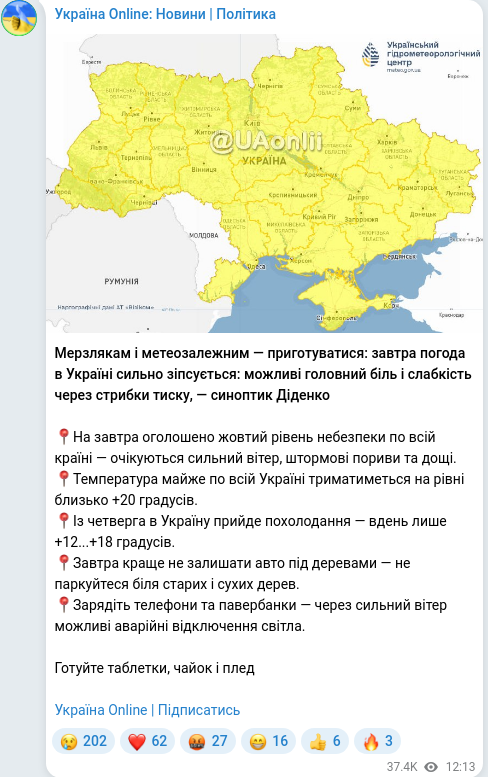 Telegram publication screenshot