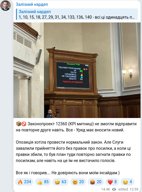 Telegram publication screenshot