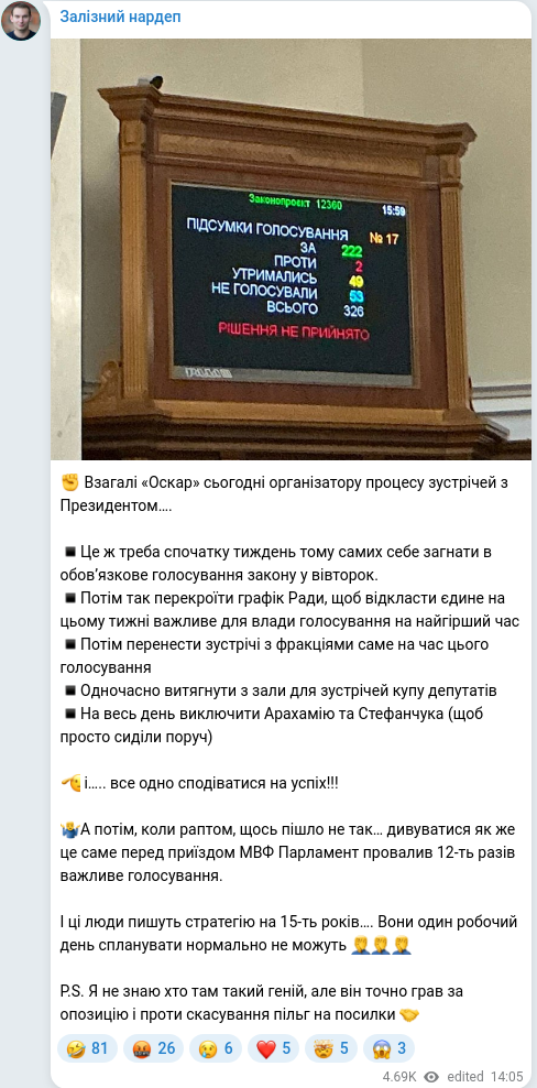 Telegram publication screenshot