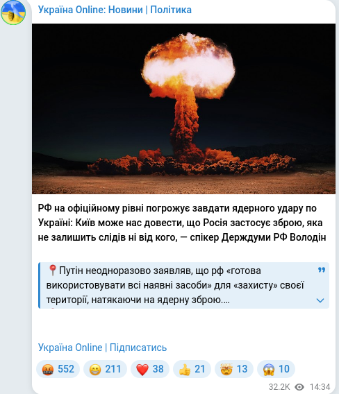 Telegram publication screenshot